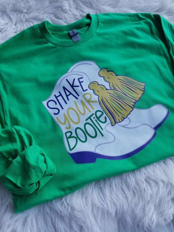 Shake your bootie green long sleeve tee