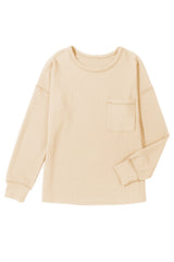 Clearly Aqua Pocketed Ribbed Long Sleeve Top