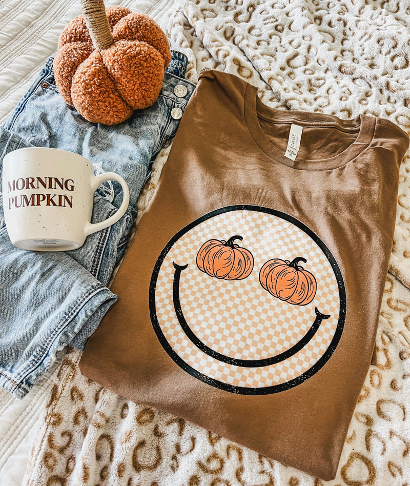 Pumpkin Checked Smiley tee