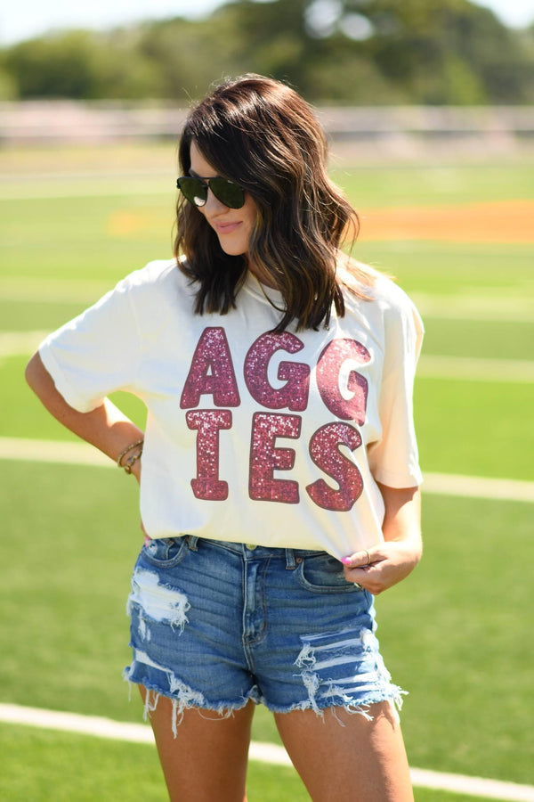 Faux bling Aggies tee