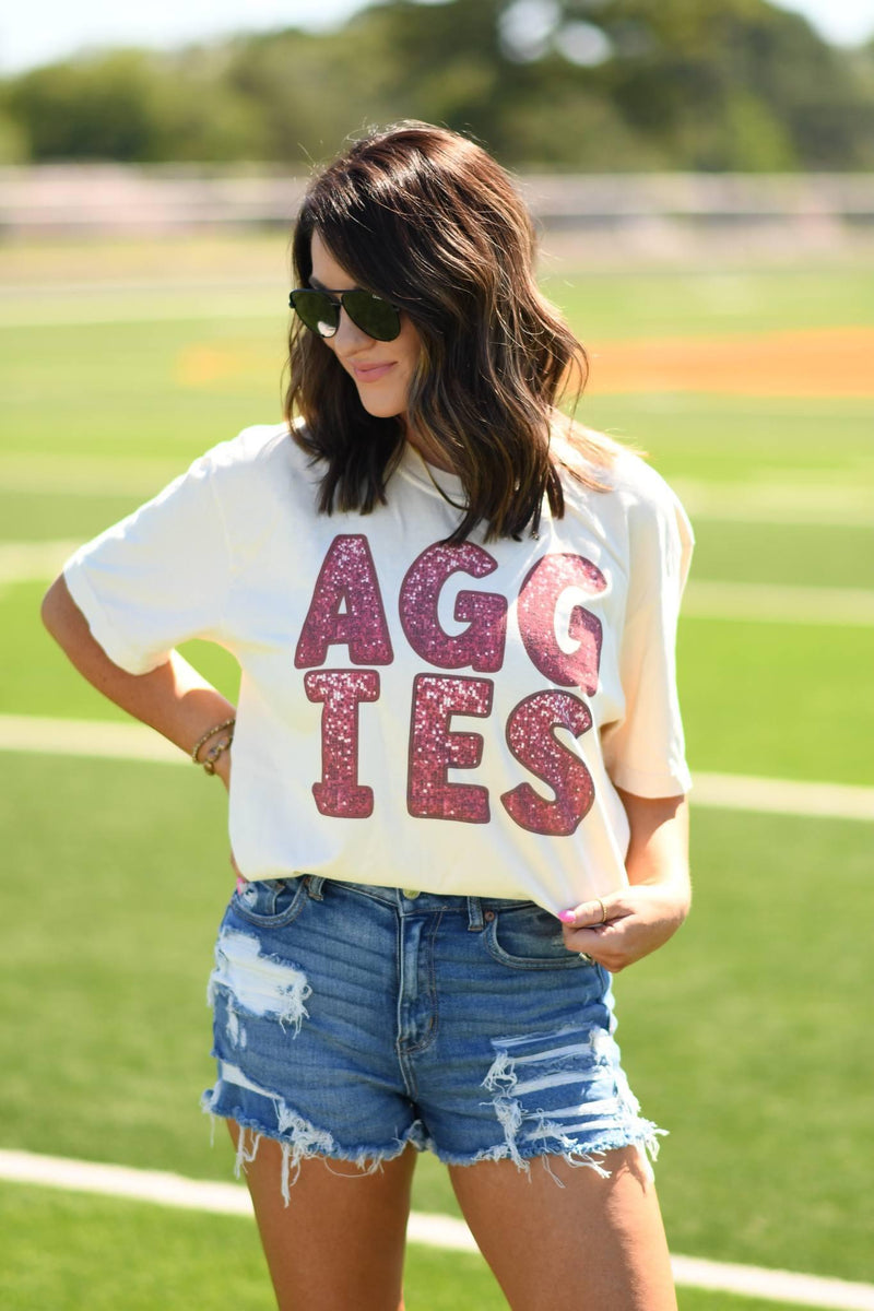 Faux bling Aggies tee