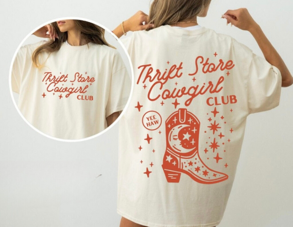 Thrift store cowgirl tee