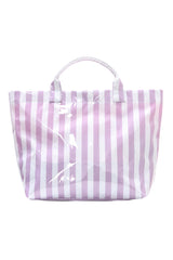 Blackish Green Glossy Striped Vinyl Large Tote Bag