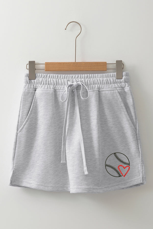 Light Grey Baseball Graphic French Terry Skort