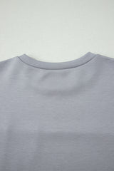 Gray Raw Seam Color Block Camouflage Patchwork Casual Tee