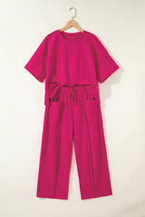 Orchid Bouquet Drop Shoulder Boxy Tee and Barrel Pants Set