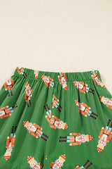 Green Christmas Candy Contrast Trim Bow Knot Silky 2pcs Pajama Set