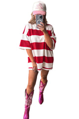 Racing Red Striped Color Block Oversize Tunic Tee