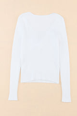 Crisscross V Neck Long Sleeve Knit Top