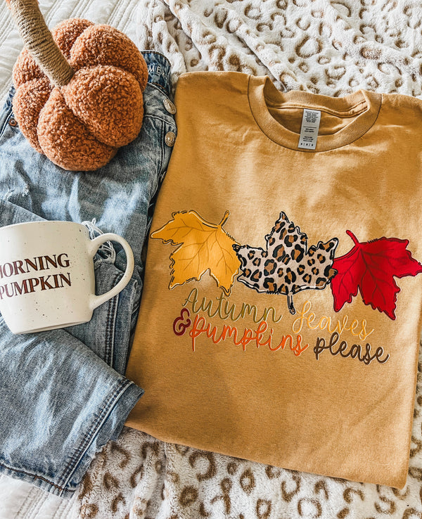 Autumn leaves & pumpkins please tee