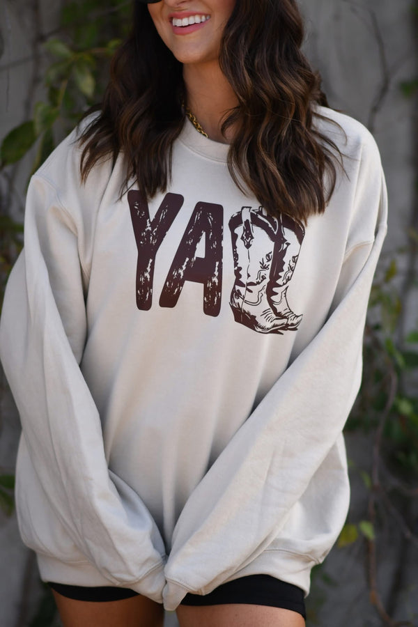 Yall cowgirl boots sweatshirt