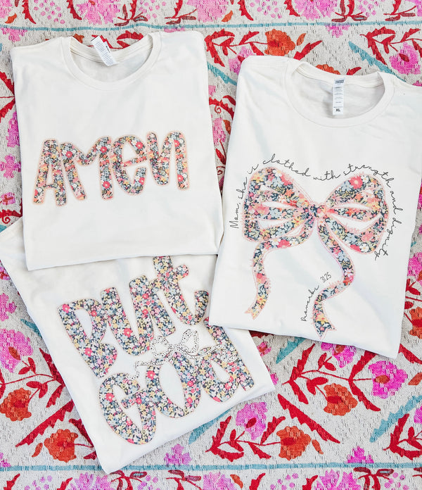 Floral Godly cream tees