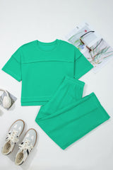Orchid Bouquet Drop Shoulder Boxy Tee and Barrel Pants Set