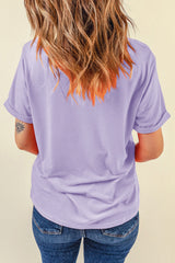 Orchid Petal Casual Plain Crew Neck Tee