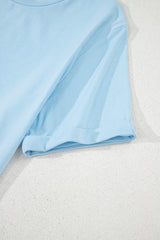 Orchid Petal Casual Plain Crew Neck Tee