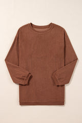 Festival Fuchsia Plain Drop Sleeve Corded Oversized Sweatshirt
