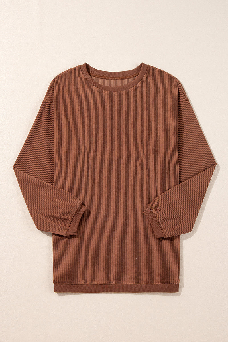 Festival Fuchsia Plain Drop Sleeve Corded Oversized Sweatshirt