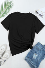 Orchid Petal Casual Plain Crew Neck Tee