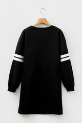 Black Christmas Nutcracker Sequins Patch Varsity Striped Sleeve Sweatshirt Dress