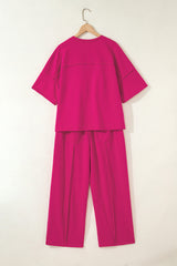 Orchid Bouquet Drop Shoulder Boxy Tee and Barrel Pants Set