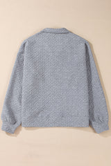 Beige Solid Textured Half Zipper Collared Sweatshirt