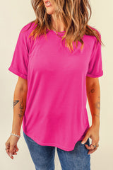 Orchid Petal Casual Plain Crew Neck Tee