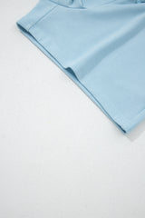 Sea Green Solid Color Loose Tee Drawstring Shorts 2pcs Outfit