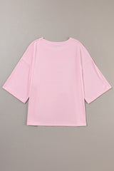 Moonlight Jade Colorblock Star Patched Half Sleeve Oversized Tee