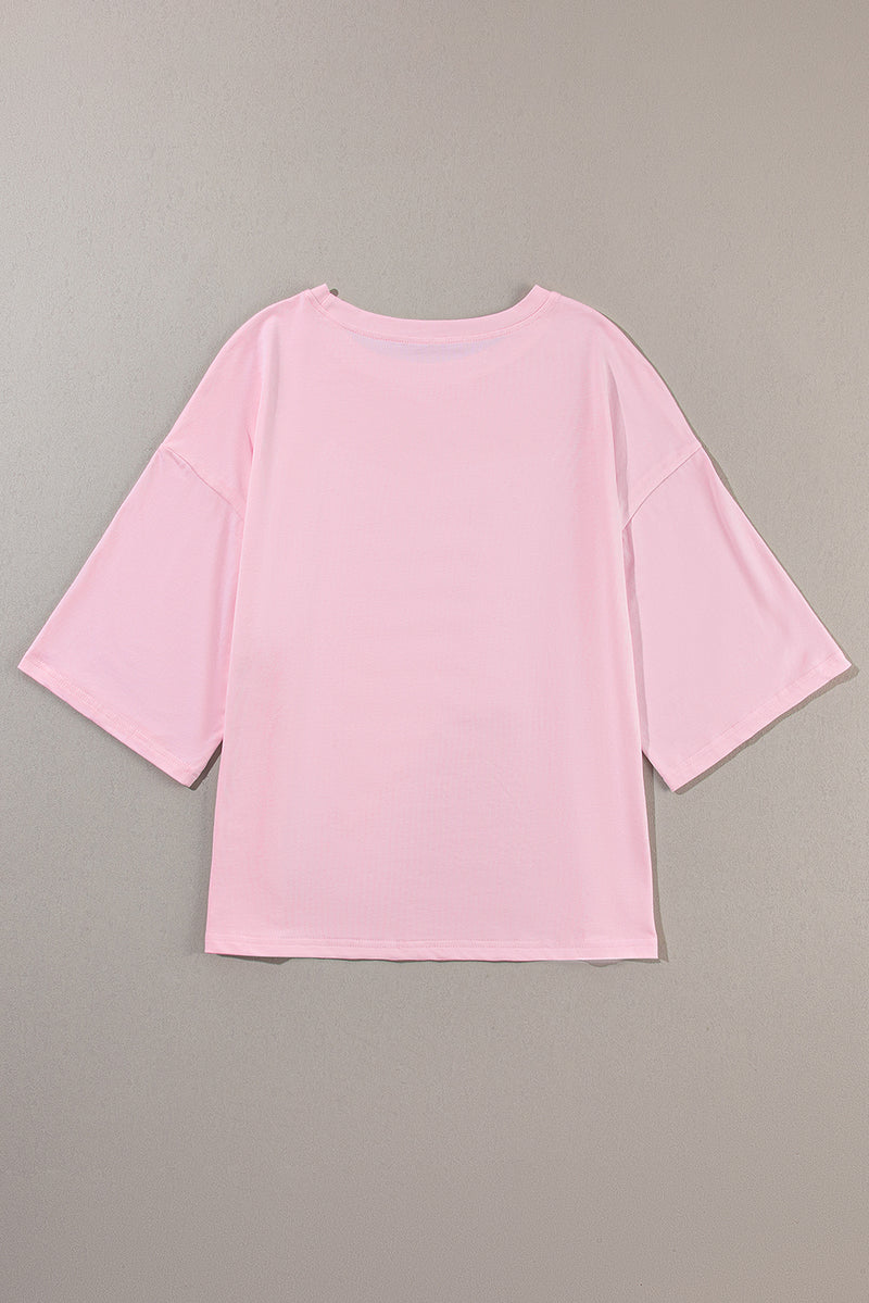 Moonlight Jade Colorblock Star Patched Half Sleeve Oversized Tee
