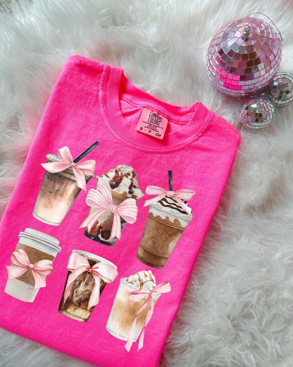Hot pink cute coffees tee