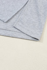 Gray Colorblock Striped Bishop Sleeve Side Slits Top