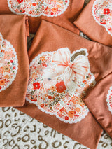 Fall-Fun Floral, lace Pumpkin tee