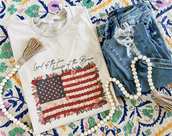 Land of the free because of the brave tee