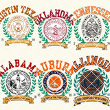 Vintage Gameday Crest sweatshirts or tees