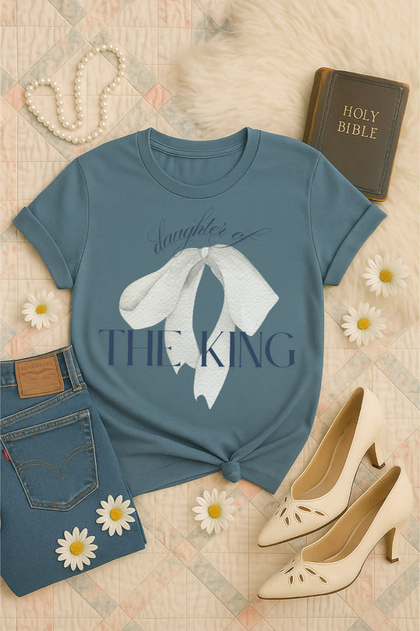 Daughter of the King dusty blue tee