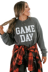 Bluing Corded GAME DAY Graphic Long Sleeve Top