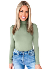 Green Bay Slim Fit High Neck Long Sleeve Basic Top