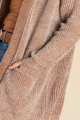 Straw Yellow Open Front Pocket Knit Cardigan