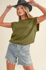 Black Casual Rivet Round Neck T Shirt