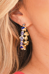 Dark Blue Game Day Hoop Earrings