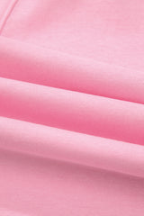 Pink Solid Color Raw Edge Half Sleeve Pocketed Loose Romper