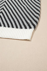 Black Contrast Chevron Knit V Neck Sweater Vest