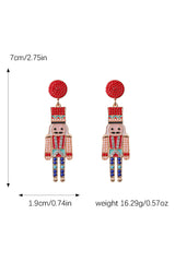 Racing Red Beaded Christmas Nutcracker Earrings