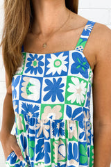 Multicolour Boho Floral Checkered Maxi Dress