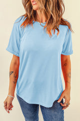 Orchid Petal Casual Plain Crew Neck Tee