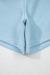 Sea Green Solid Color Loose Tee Drawstring Shorts 2pcs Outfit