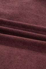 Coffee Corduroy Collar Zipped Front Denim Jacket