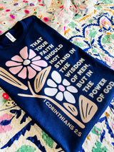 Power of God deep navy tee