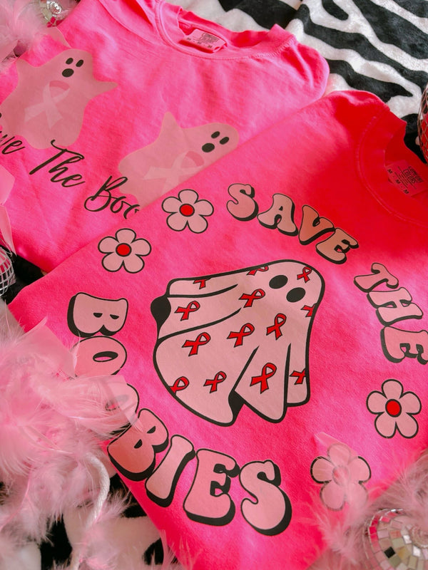 Safe the boobies daisy pink tee
