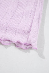 Orchid Petal Delicate Texture Cropped Cami Shorts and Cardigan 3pcs Lounge Set